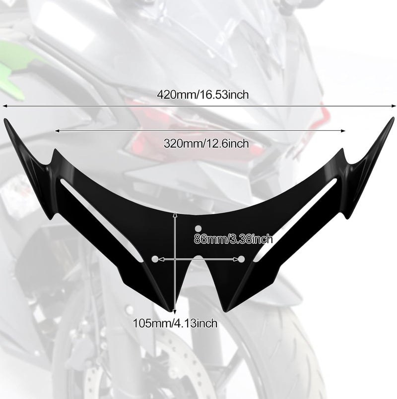 XIDAODIT for Kawasaki Ninja 500 Z500 Ninja500 Motorcycle Front Fairing Winglet Aerodynamic Spoiler Beak Nose Cone Extension Fixed Wing Kit (Black) - Image 4